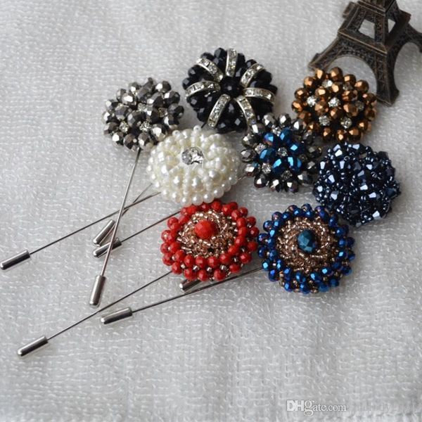 

classic men high-end jewelry men suit long brooch button-shaped pins 19 colors handmade brooches