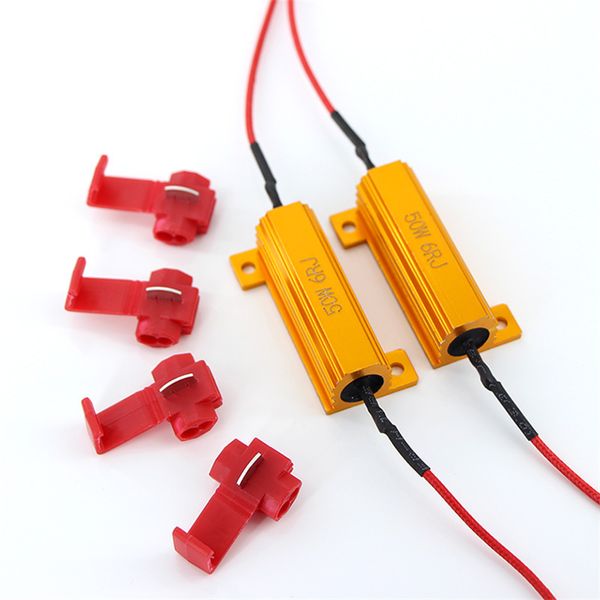 

50w 6 ohm load resistors led flash rate turn signals light indicator controllers brake motorcycle with 8 quick wire clip 4pc hot
