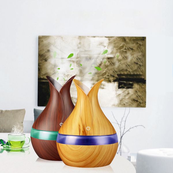 

eloole 300ml ultrasonic vase air humidifier usb aroma essential oil diffuser mini wood grain atomizer aromatherapy mist maker