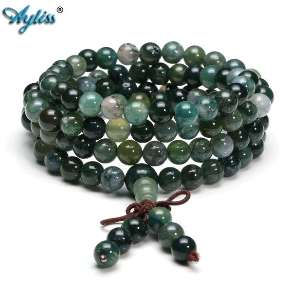 

ayliss new style 6mm 8mm tibetan buddhist natural stone healing gem stone 108 mala prayer beads stretch bracelet necklace, Golden;silver