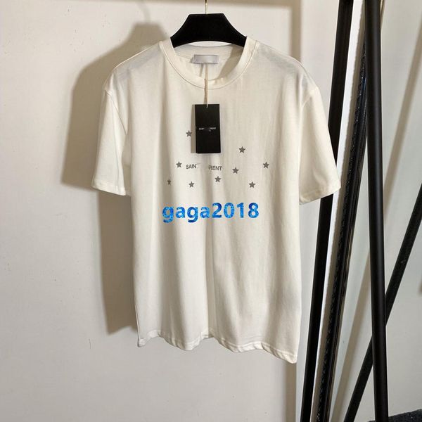 

high end женщины девушки футболка звезды печати письмо мотив круглый вырез с коротким рукавом блузка рубашка tee 20ss milan fashion design р, White