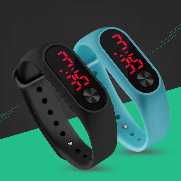 

fashion outdoor simple sports red led digital bracelet watch men women colorful silicone watches kids children wristwatch gift, Golden;silver