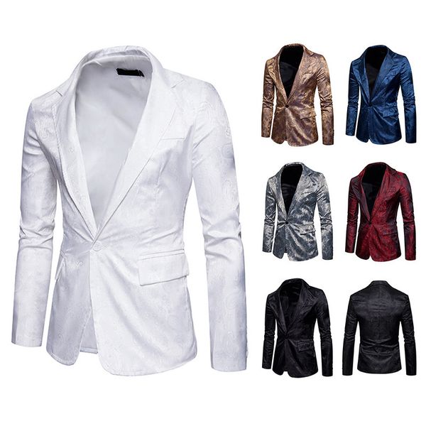 

men single breasted jacket cashew flowers vintage blazer coat slim fit floral one button lapel beach party summer, White;black