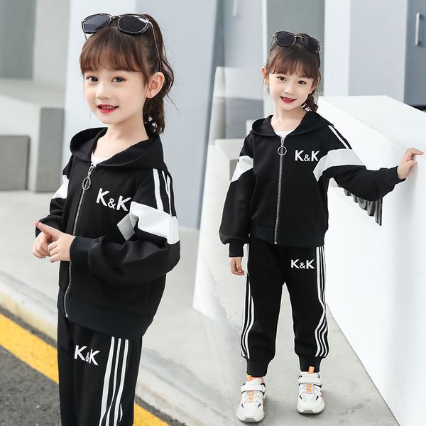 

2019 new kids clothing girls sweatshirt+ pant 2 pcs set autumn children clothes suit toddler girls outfits for 6 8 10 12 years, White