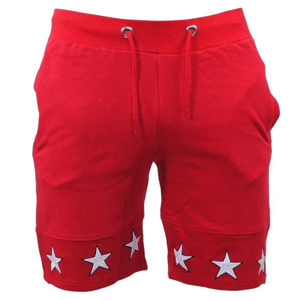 

2018 outdoor summer sport loose embroidery pentagram elastic waist hip hop jogging running red/ white/ black shorts, Black;blue