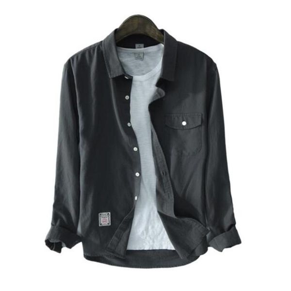 

2019 весна лето новые рубашки из чистого хлопка мужчины с длинным рукавом прохладный дышащий классический базовый повседневные рубашки, White;black