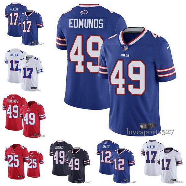 

men's buffalo bills jersey17 josh allen jersey 49 tremaine edmunds 12 jim kelly 25 lesean mccoy football jersey, Black;red