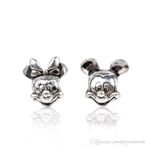 

start 20pcs mick mini alloy charm bead loose big hole fashion women jewelry stunning european style for diy bracelet necklace, Bronze;silver