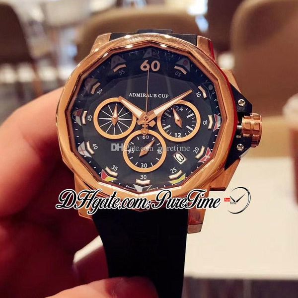 

новый кубок адмирала 753.936.55 miyota кварцевый хронограф мужские часы розовое золото черный циферблат черный резиновый секундомер часы pur, Slivery;brown