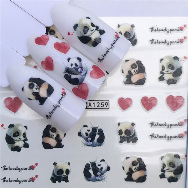 

1 sheet nail art beauty nail sticker water decal slider cartoon animal koala deer panda zebra red, Black