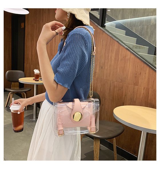 

summer small bag women 2019 korean version of transparent jelly small square bag fashion joker chain shoulder messenger