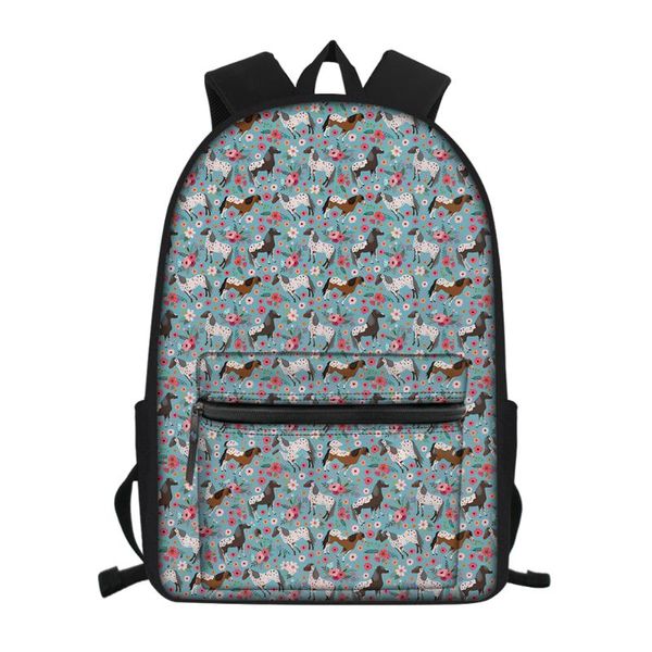 

thikin causal horse flower printed cute teens girls backpack children bagpack school bag travel rucksack women sac a dos femme