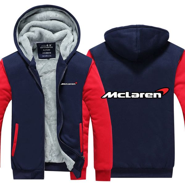 

letters printed casual hooded hoodies zipper men winter thicken mclaren sweatshirt fashion casual male thicken coat, Black