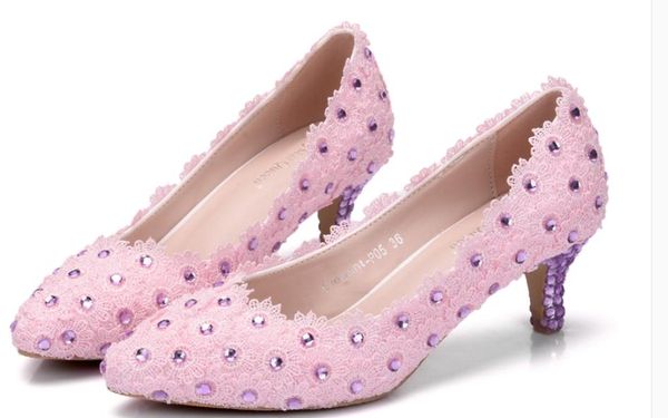 

2019 women's shoes in spring and autumn with new style middle heel fine heel pointed end water drill@op326, Black