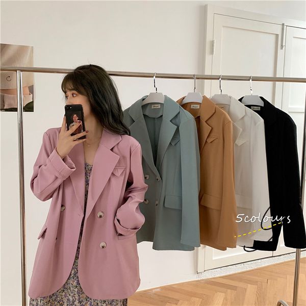 

women's suits & blazers summer thin blazer jacket women casual long sleeve work suit coat office lady solid slim, White;black