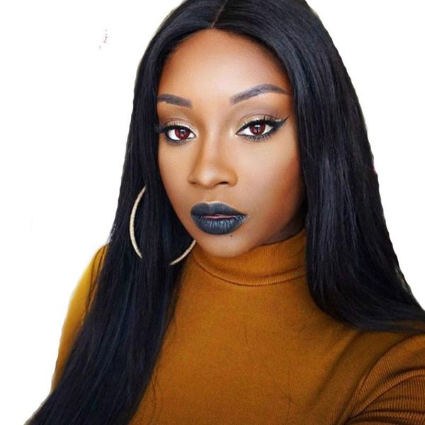 

613 париков блондинку прямо полный шнурок человеческих волос с ребенком волос natural color бразильский парик волос virgin, Black