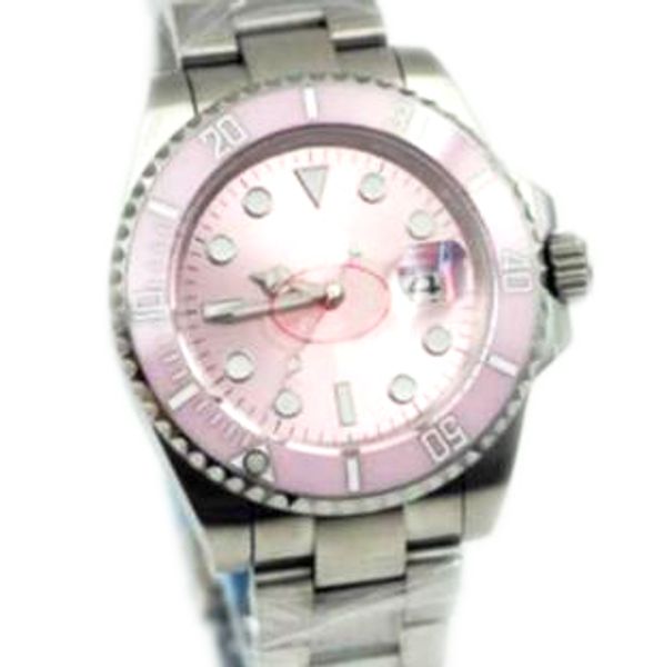 

pink dial luminous 40mm sub mens watch 2813 automatic movement wristwatches sapphire outdoor man watches with rotatable bezel, Slivery;brown