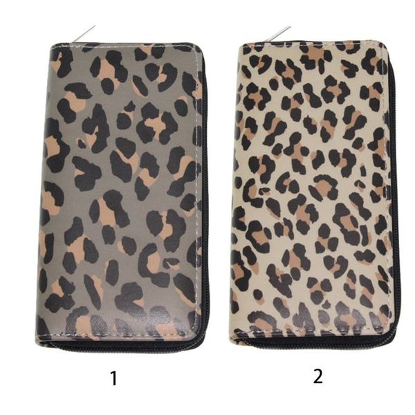 

women leopard print leather clutch long wallet card holder phone pouch purse handbag bag, Red;black