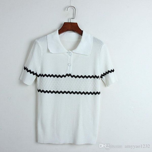 

316 2019 весна лето лацкан шеи обычный короткий рукав бренд же стиль свитер мода свитер пуловер панелями limingmo, White;black