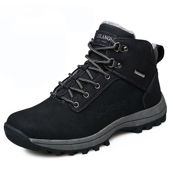 

winter men boots fur warm man snow boots designer luxury male winter combat mens shoes driving ankle tactical punk shoes, Black