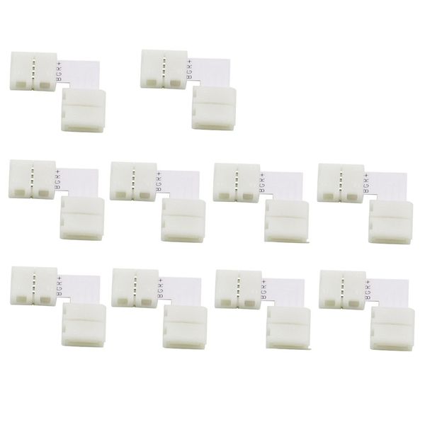 

10pcs 4pin 10мм l форма solderless разъем для led 5050 rgb полосы света