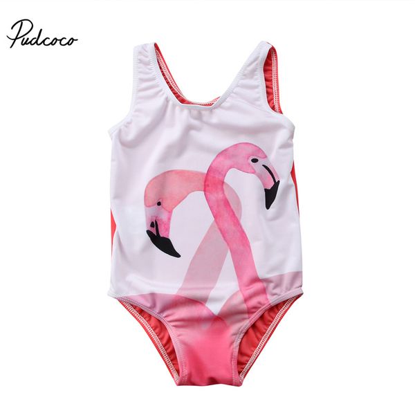 

toddler kids swimsuit cute baby girl swimwear one piece with flamingos pattern 1-6y girls swimsuit kid/children swimming suit, White;black