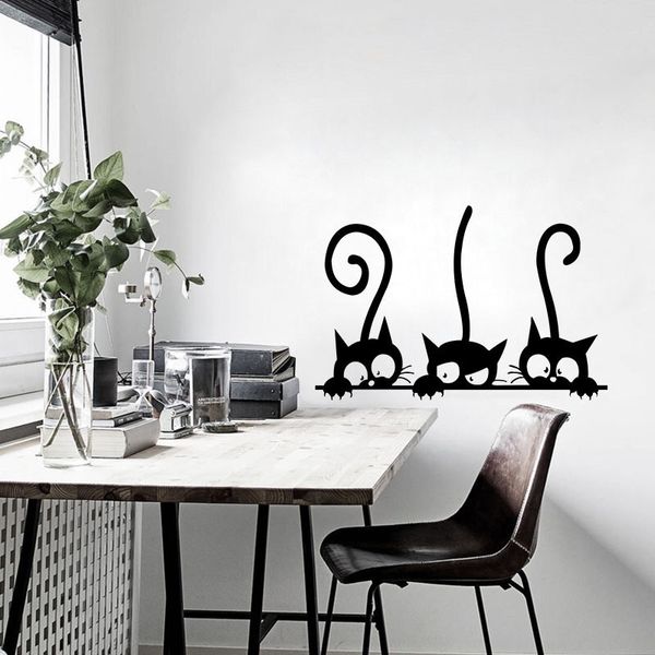 

lovely 3 black cute cats wall sticker moder cat wall stickers girls vinyl home decor cute cat living room children room