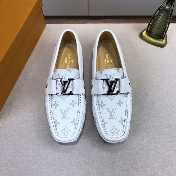 

new men dress shoes fashion sneakers printing leather flat metal button peas shoes classic casual running shoes for men high quality, Black