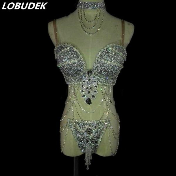 

sparkly rhinestones silver tassels bikini women nightclub bar dj singer pole dancing costume party show models stage wears, Black;red