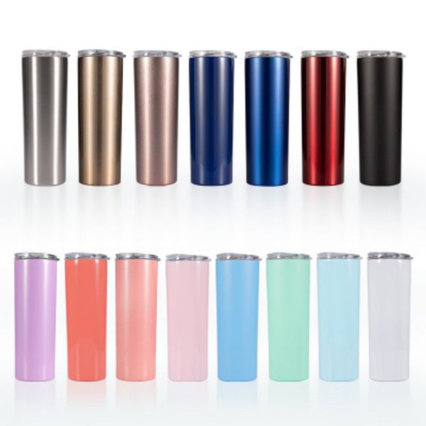 

new 20oz skinny tumbler stainless steel skinny cup with new lid double wall vacuum insulated drinking tumbler 20oz water bottle coffee mug
