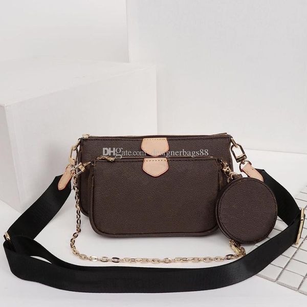 

a three-piece designer luxury handbags purses classic printing mahjong package double side wide and chain shoulder strap crossbody bags