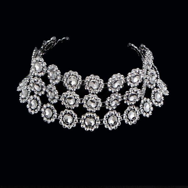 

short necklace role taste individual character joker necklace retro concave face auger crystal, Silver