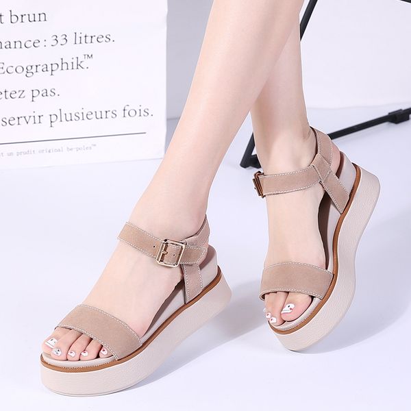 

women sandals shoes cow suede leather ladies summer flat beach sandals casual flip flop gladiator shoe fashion footwear y200702, Black