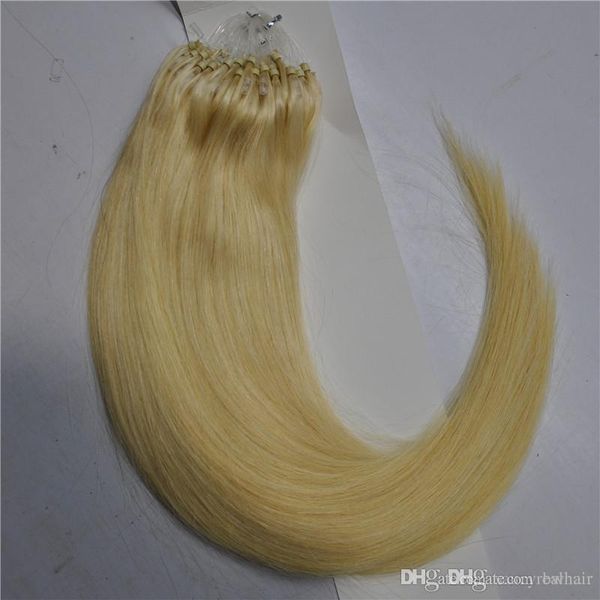 Heiße Förderung Micro Ring Haarverlängerung Indian Remy 100% Menschliches Haar 0.8g / s 200s / lot Blonde Farbe 613, DHL frei