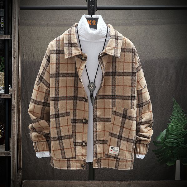 

singleroad woolen coats jackets men 2019 new autumn winter retro casual wool plaid coat male fashion jacket korean streetwear, Black