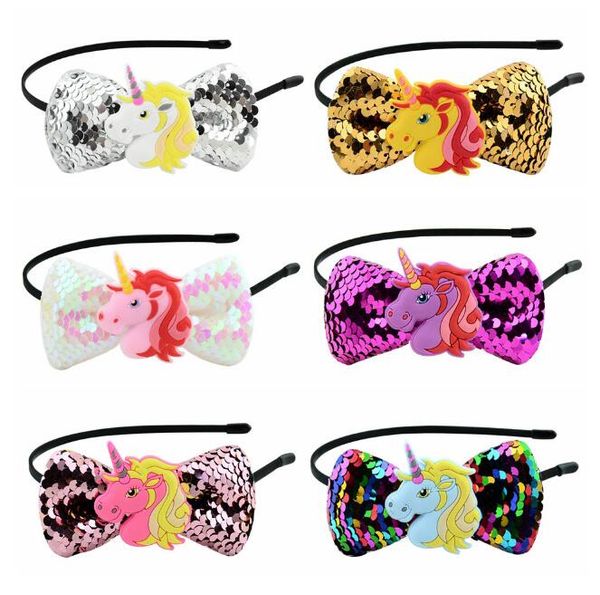 

drop shipping unicorn headband hair bands sewing flowers bow-knot headband kids hair accessories girl, Slivery;white