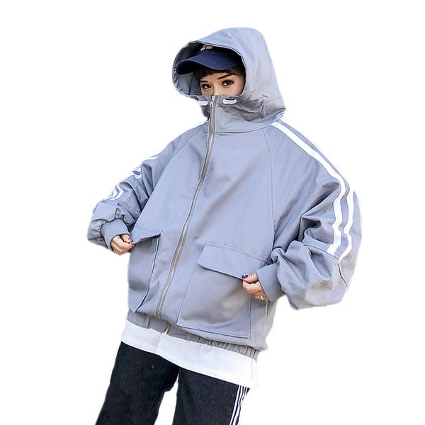 

spring new hooded jackets casual female bomb bf harajuku loosen windbreaker jacket women long sleeve fall jackets, Black;brown