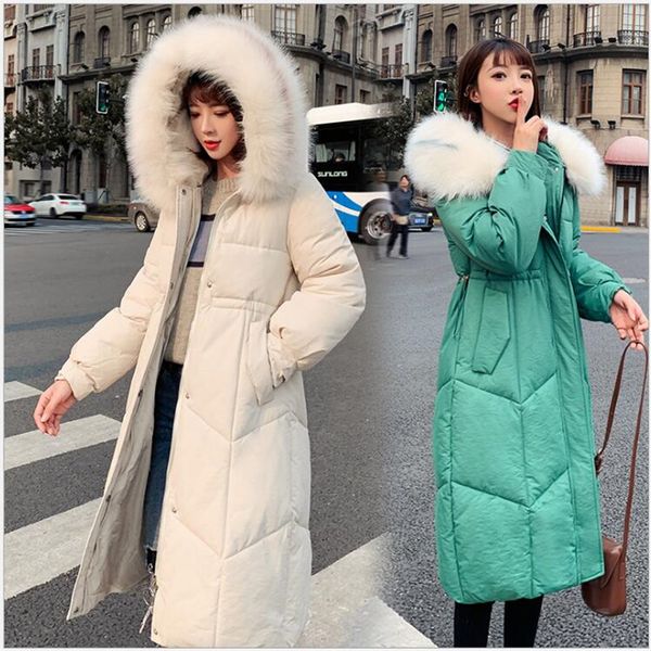 

winter jacket women 2019 long winter parkas coat warm big fur collar causal hooded parkas women coat casaco feminino z216, Tan;black