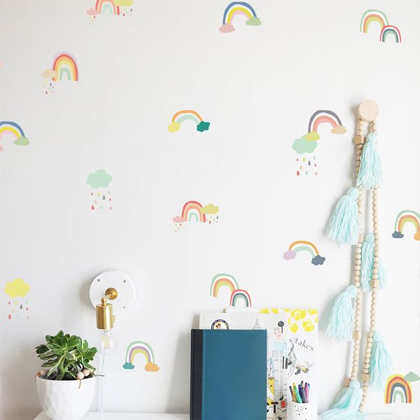

nordic style wallpaper wall sticker children room decor cartoon rainbow wall decals pvc baby room decoration art