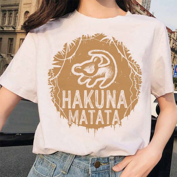 

акуна матата женщина tshirt мультфильм графический printed женская футболка hip hop женские рубашки summer топ streetwear женский одежда, White