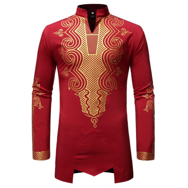 

african tribal dashiki longline shirt 2019 brand new long sleeve mandarin collar dress shirt men african clothing camisa hombre, White;black