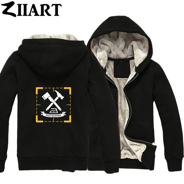 

root shaw person of interest yellow box couple clothes boys man male full zip autumn winter plus velvet parkas ziiart, Black