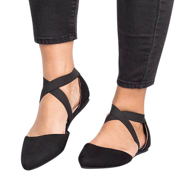 

women sandals summer women ladies fashion pointed toe flat leopard casual sandals single shoes summer leisure shoes, Black