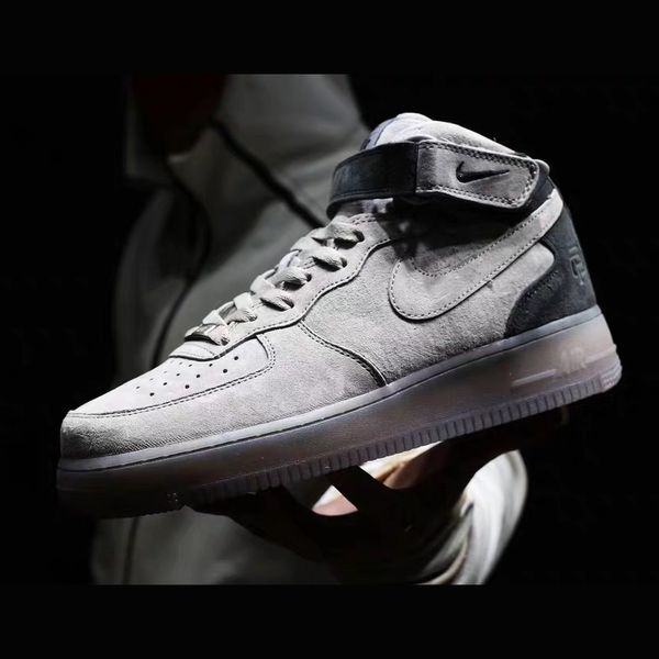 

high nikÃ¨ air force 1 07 force mid x reigning champ rc kasut suede chamois grey suede aa1117-118 sneakers basketball shoes 112995