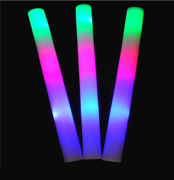 Colorido luminosa esponja espuma fluorescente haste de prata, vara de concerto, fluorescente atacado custom made eletrônica LED