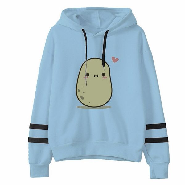 

women's hoodies & sweatshirts girl's cute potato printed fashion women casual loose long sleeve striped print sweatshirt blouse*2, Black