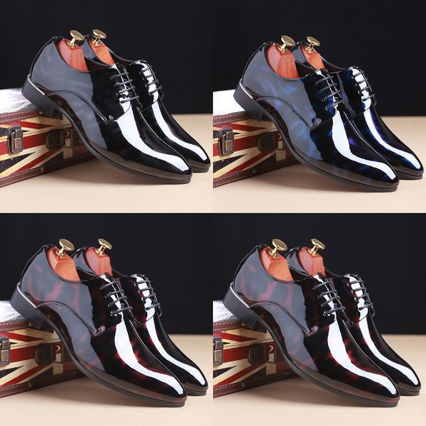 

m-anxiu fashion pointed toe business wedding patent leather oxford shoes men formal for men dress shoes, Black
