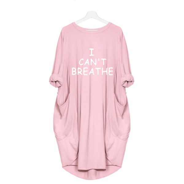 

i can't breathe women summer dresses letter printed trendy ladies dress casual loose long sleeve fashion apparel summer new style, White;black