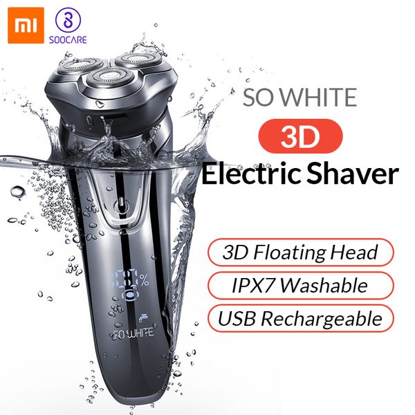 

original soocas so white wireless 3d electric razor shaver xiaomi smart usb charging ipx7 waterproof blocking protection for men