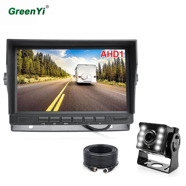 

ahd 1024*600p 7 inch ips screen truck bus car monitor with 2 channels 8 led rear view reverse backup ahd camera